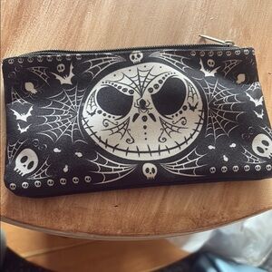 Black and White Skull Patterned Pouch